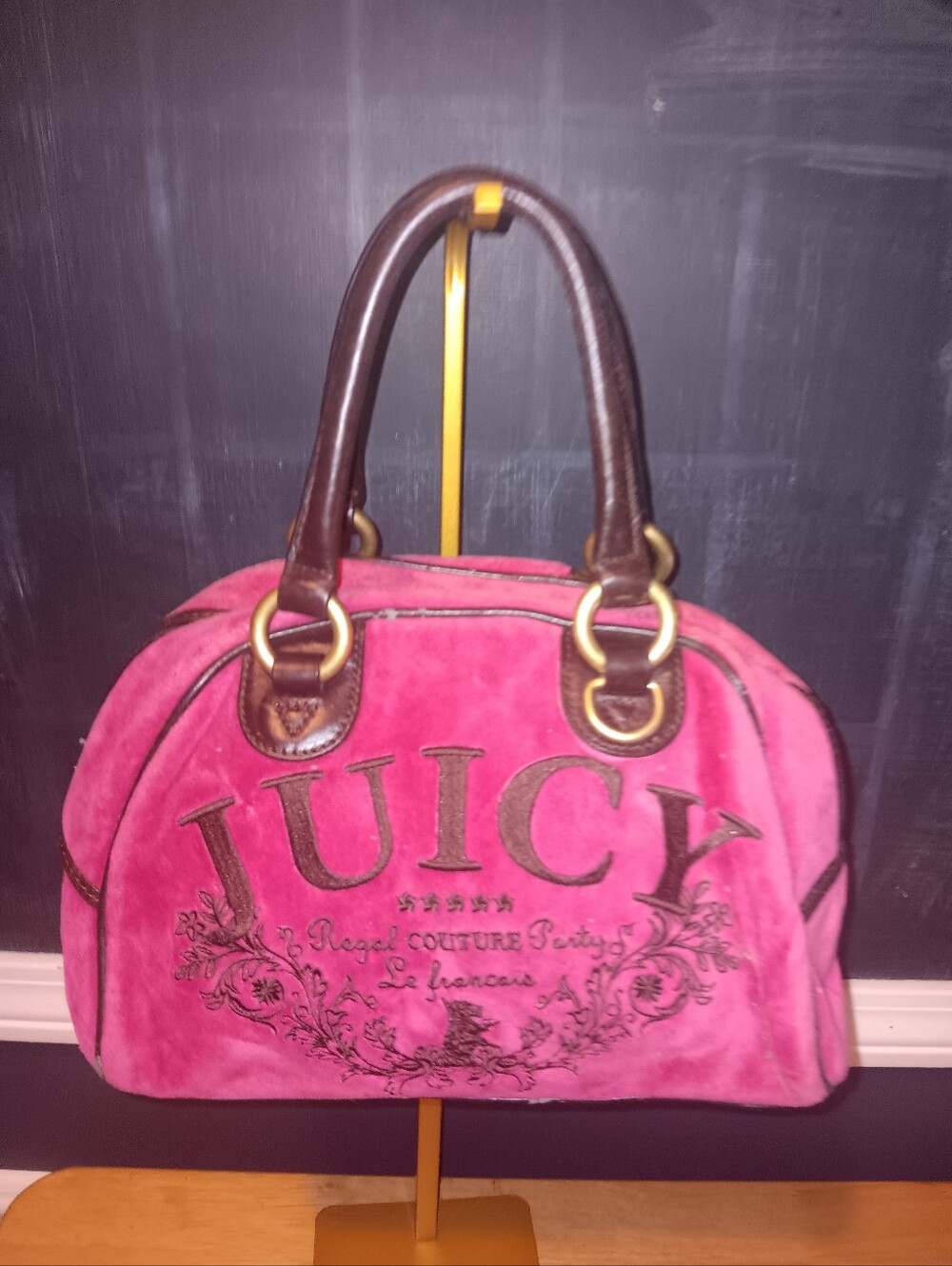 Juicy Couture Vintage Y2k Pink Velour Shoulder Bag